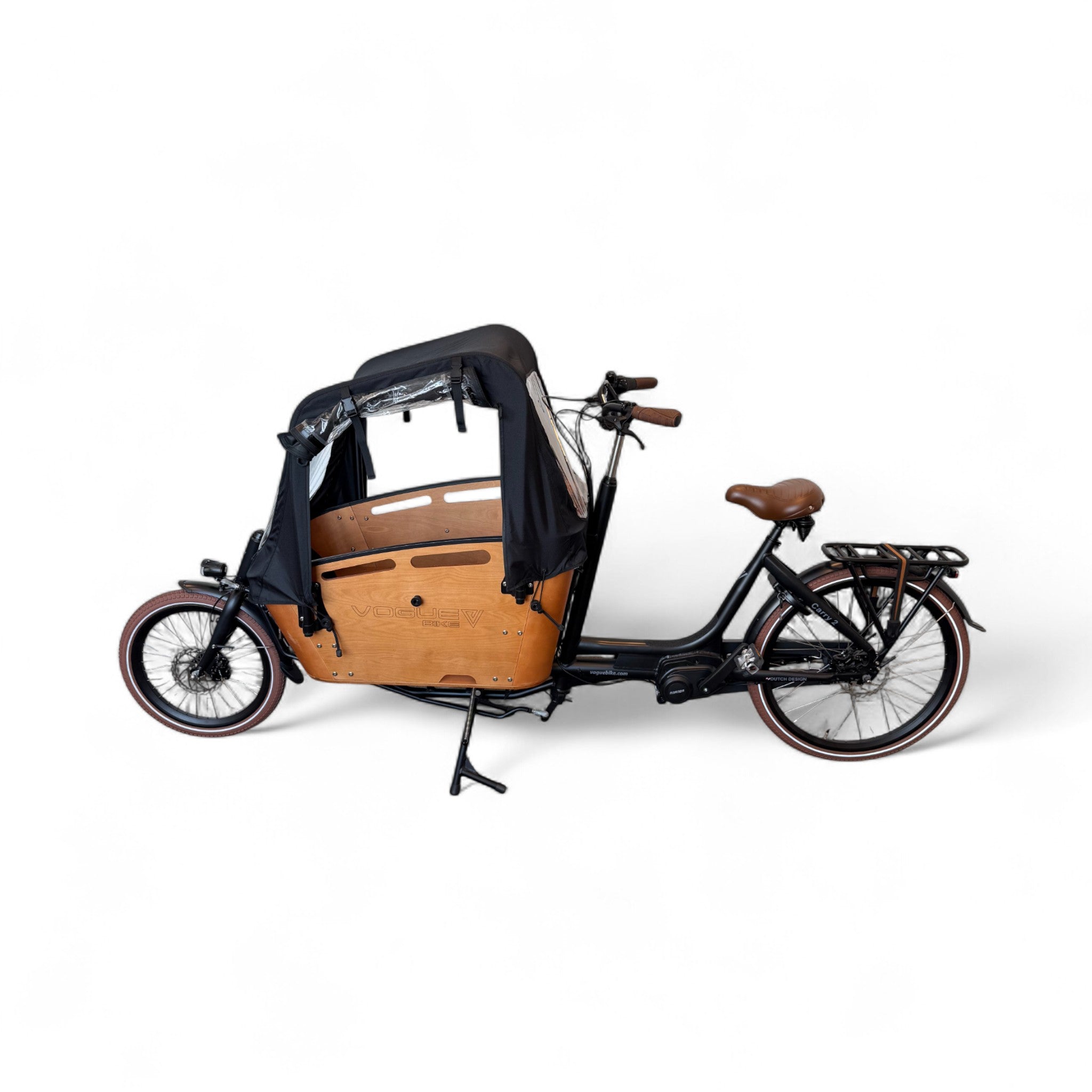 Vogue Carry 2 – Mat Zwart/Bruin – Elektrische Bakfiets – 80Nm middenmotor – 15Ah accu – 8 versnellingen – Hydraulische schijfremmen - AE-trading