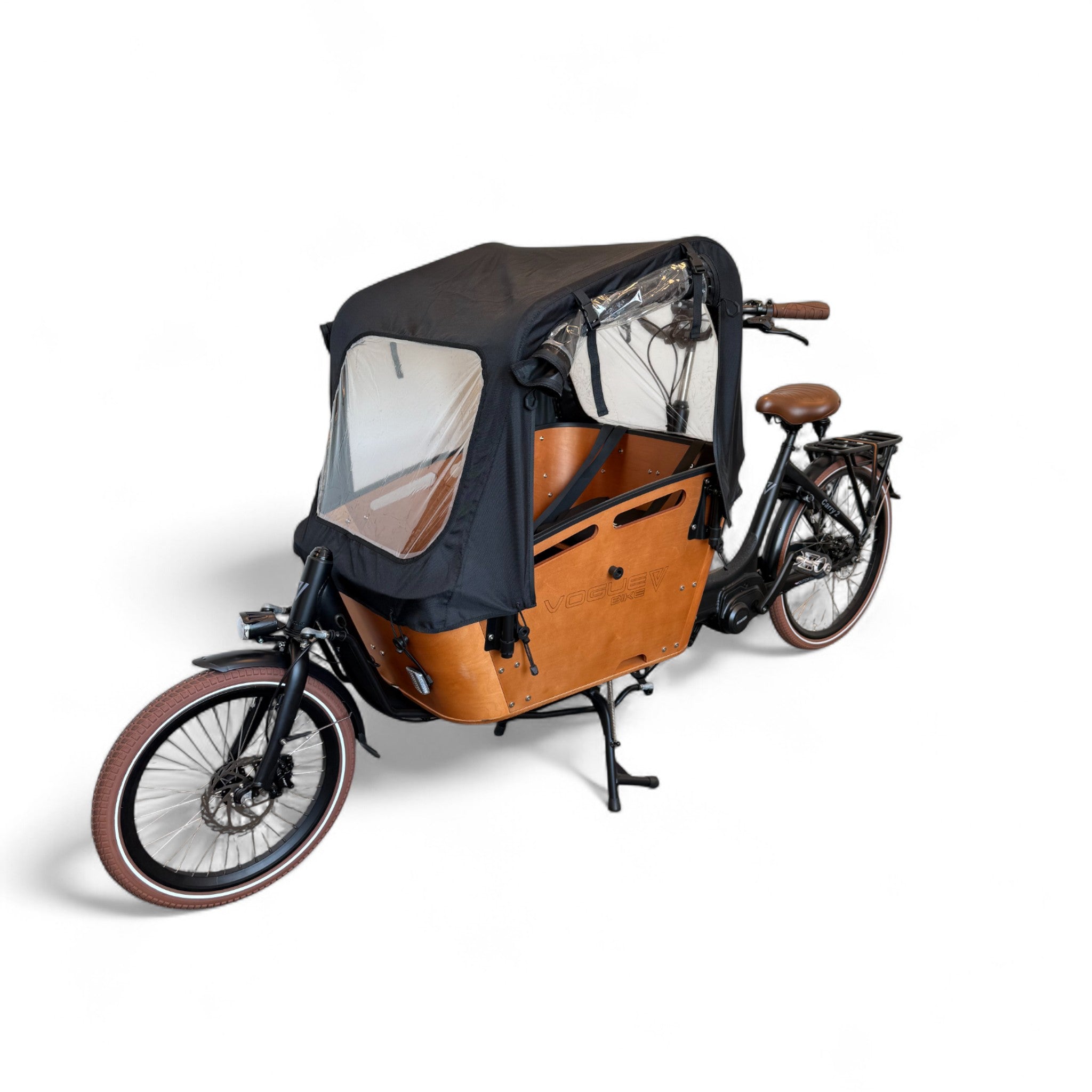 Vogue Carry 2 – Mat Zwart/Bruin – Elektrische Bakfiets – 80Nm middenmotor – 15Ah accu – 8 versnellingen – Hydraulische schijfremmen - AE-trading