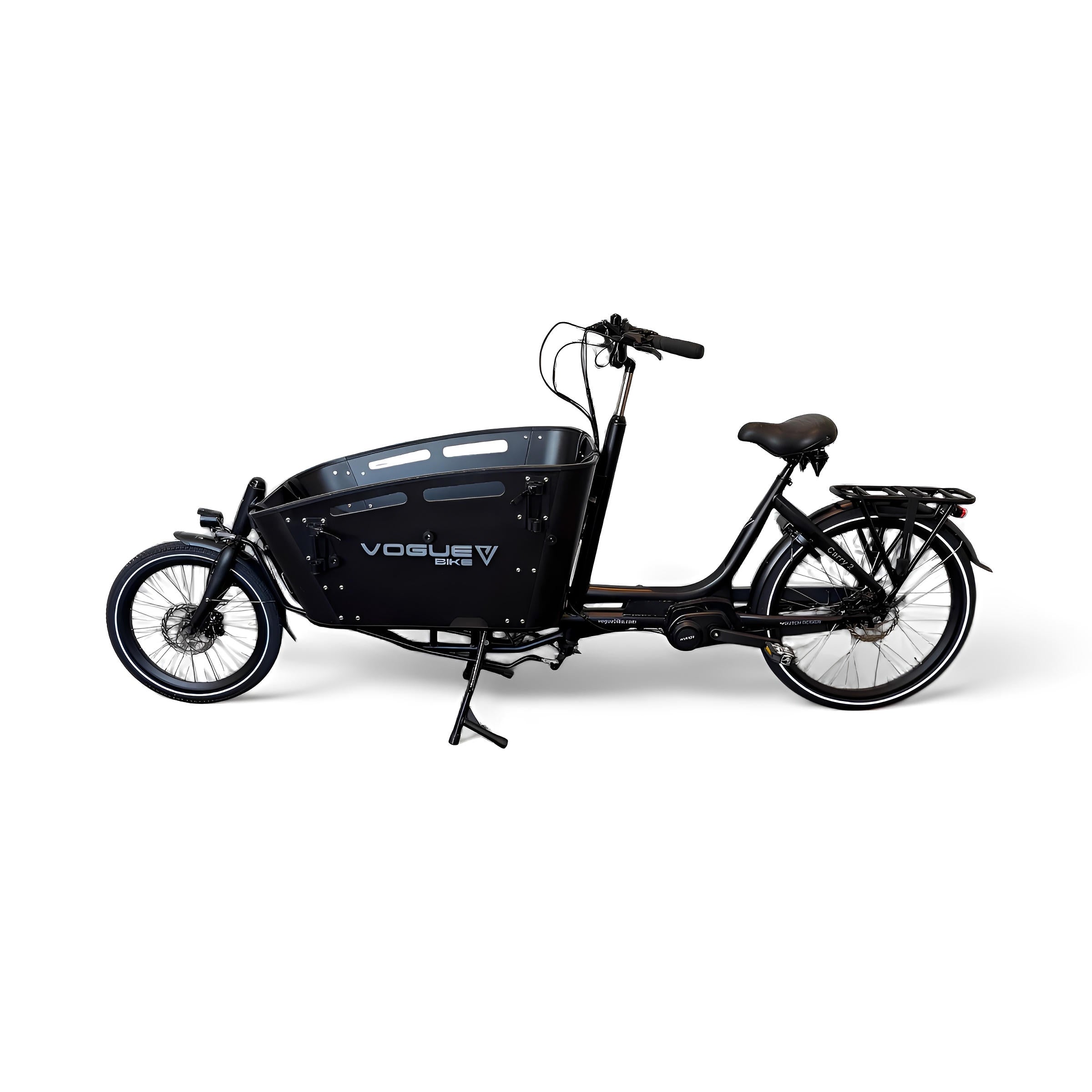Vogue Carry 2 – Mat Zwart – Elektrische Bakfiets – 80Nm middenmotor – 15Ah accu – 8 versnellingen – Hydraulische schijfremmen - AE-trading