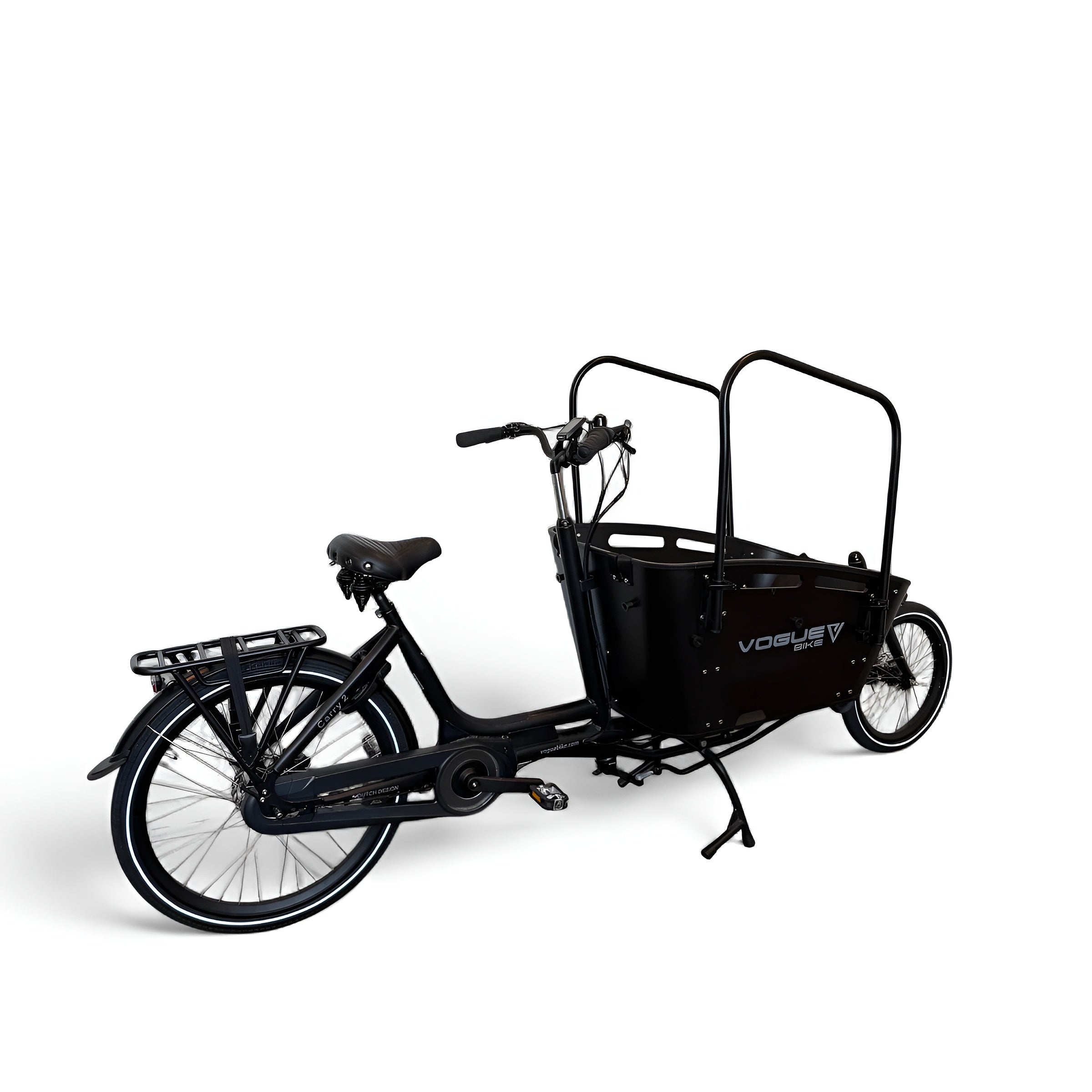 Vogue Carry 2 – Mat Zwart – Elektrische Bakfiets – 80Nm middenmotor – 15Ah accu – 8 versnellingen – Hydraulische schijfremmen - AE-trading