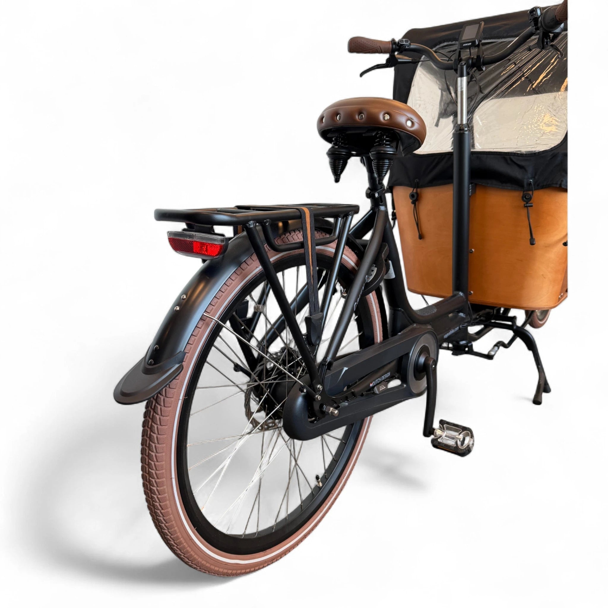 Vogue Carry 2 – Mat Zwart/Bruin – Elektrische Bakfiets – 80Nm middenmotor – 15Ah accu – 8 versnellingen – Hydraulische schijfremmen - AE-trading