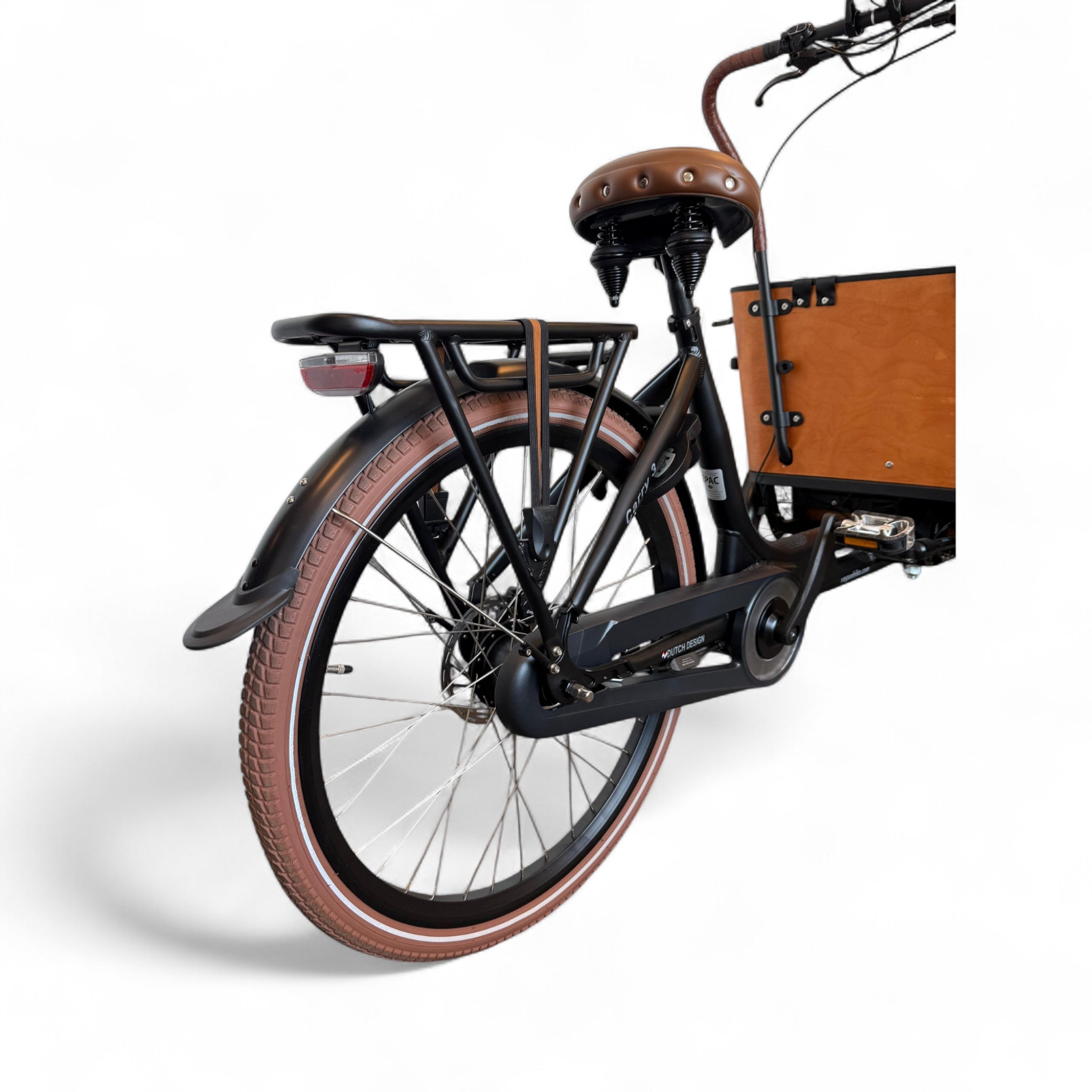 Vogue Carry 3 – Mat Zwart/Bruin – Elektrische Bakfiets – Ananda M81 middenmotor – 540Wh accu – 8 versnellingen – Inclusief huif – Hydraulische schijfremmen - AE-trading