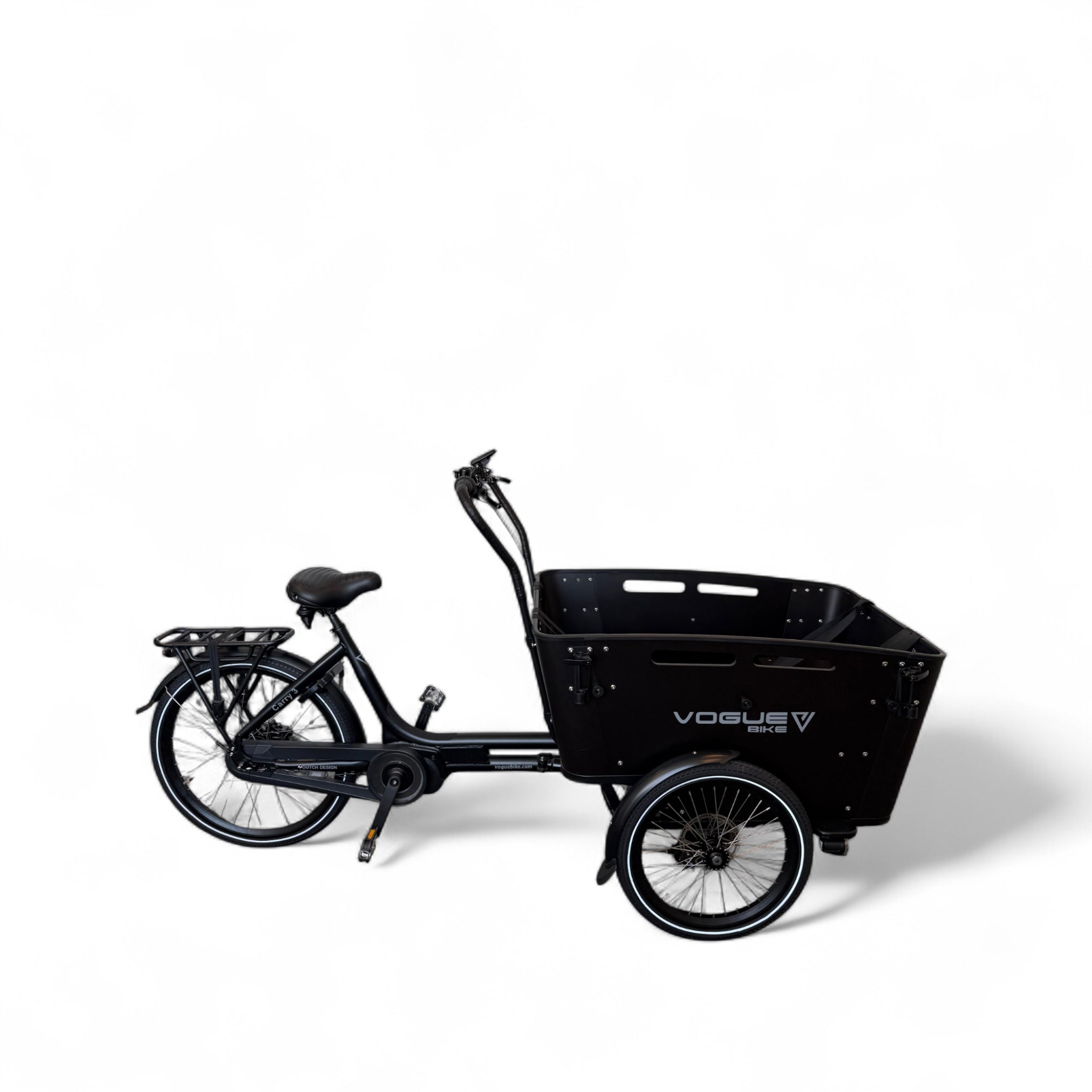 Vogue Carry 3 – Mat Zwart/Zwart – Elektrische Bakfiets – Bafang M400 middenmotor – 540Wh accu – 7 versnellingen – Inclusief huif – Hydraulische schijfremmen - AE-trading