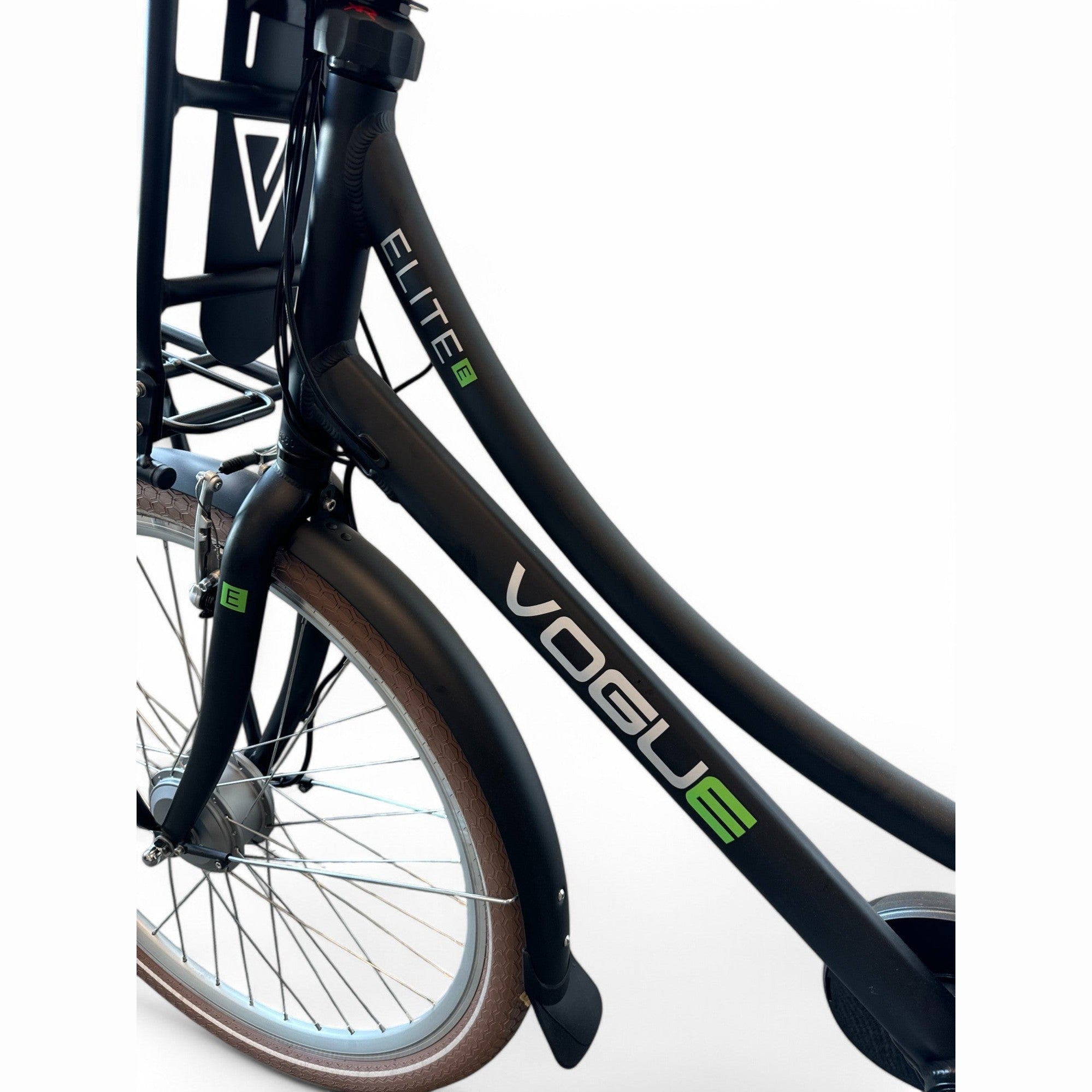Vogue Elite Elektrische Fiets 3 versnellingen 13Ah 50cm E-bike - Mat zwart met bruine accenten - AE-trading