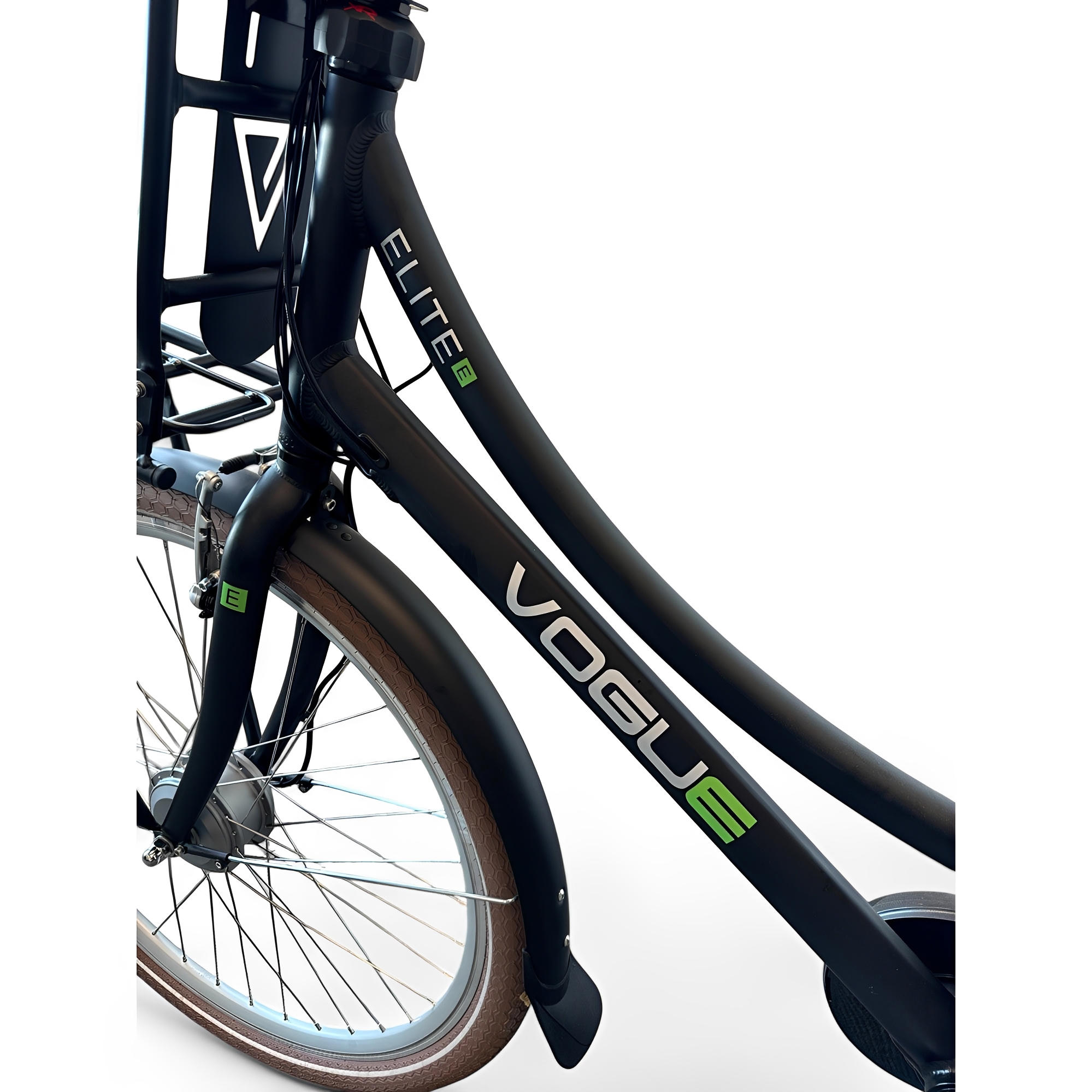 Vogue Elite Elektrische Fiets 3 versnellingen 13Ah 50cm E-bike - Mat zwart met bruine accenten - AE-trading