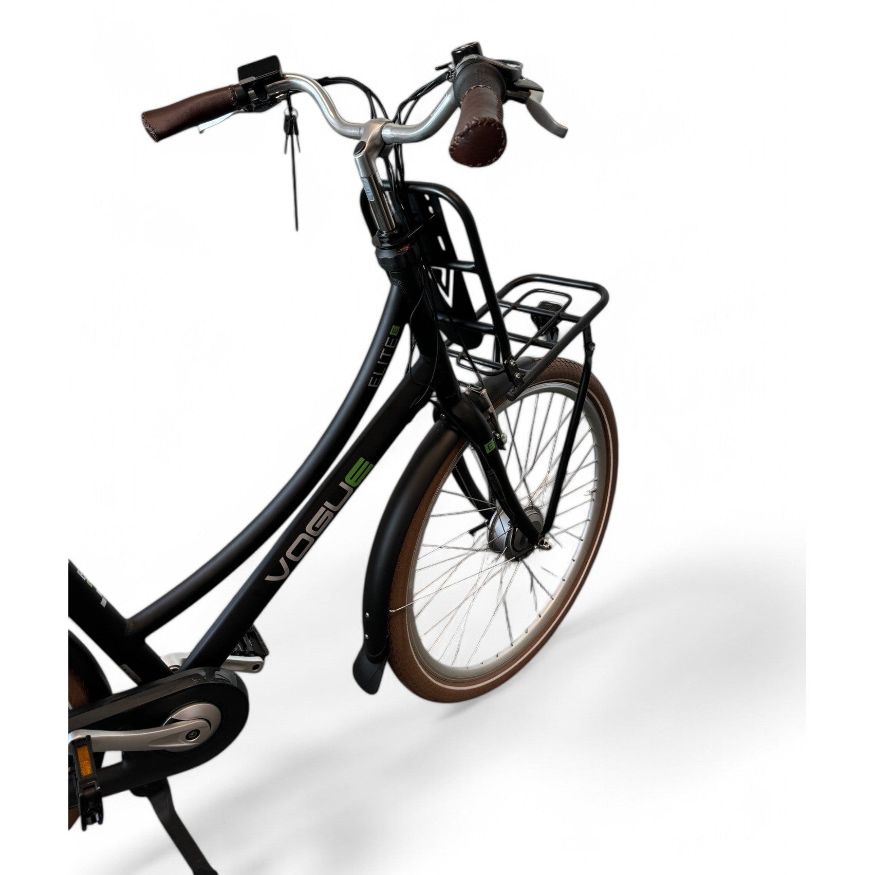 Vogue Elite Elektrische Fiets 3 versnellingen 13Ah 50cm E-bike - Mat zwart met bruine accenten - AE-trading