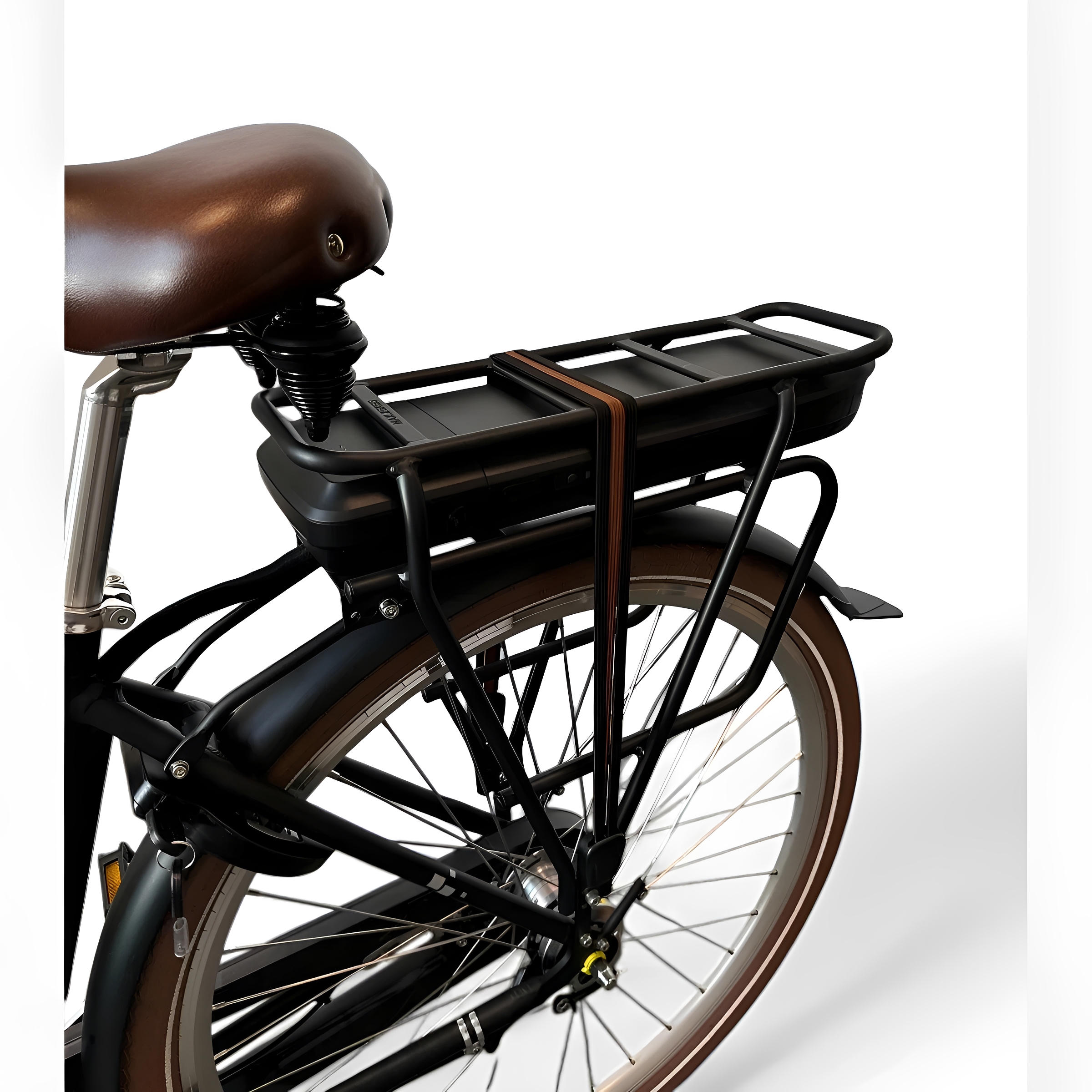 Vogue Elite Elektrische Fiets 3 versnellingen 13Ah 50cm E-bike - Mat zwart met bruine accenten - AE-trading