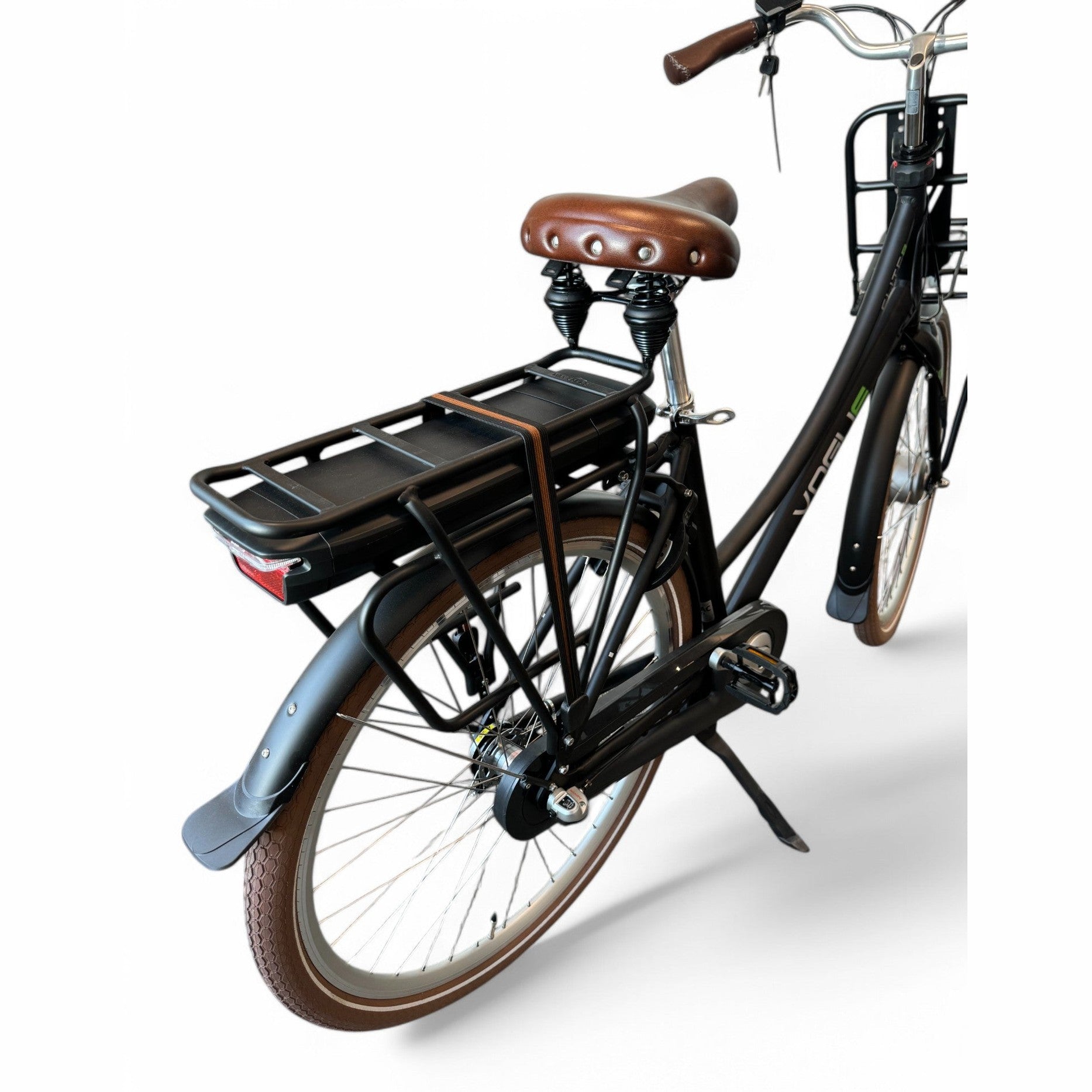 Vogue Elite Elektrische Fiets 3 versnellingen 13Ah 50cm E-bike - Mat zwart met bruine accenten - AE-trading