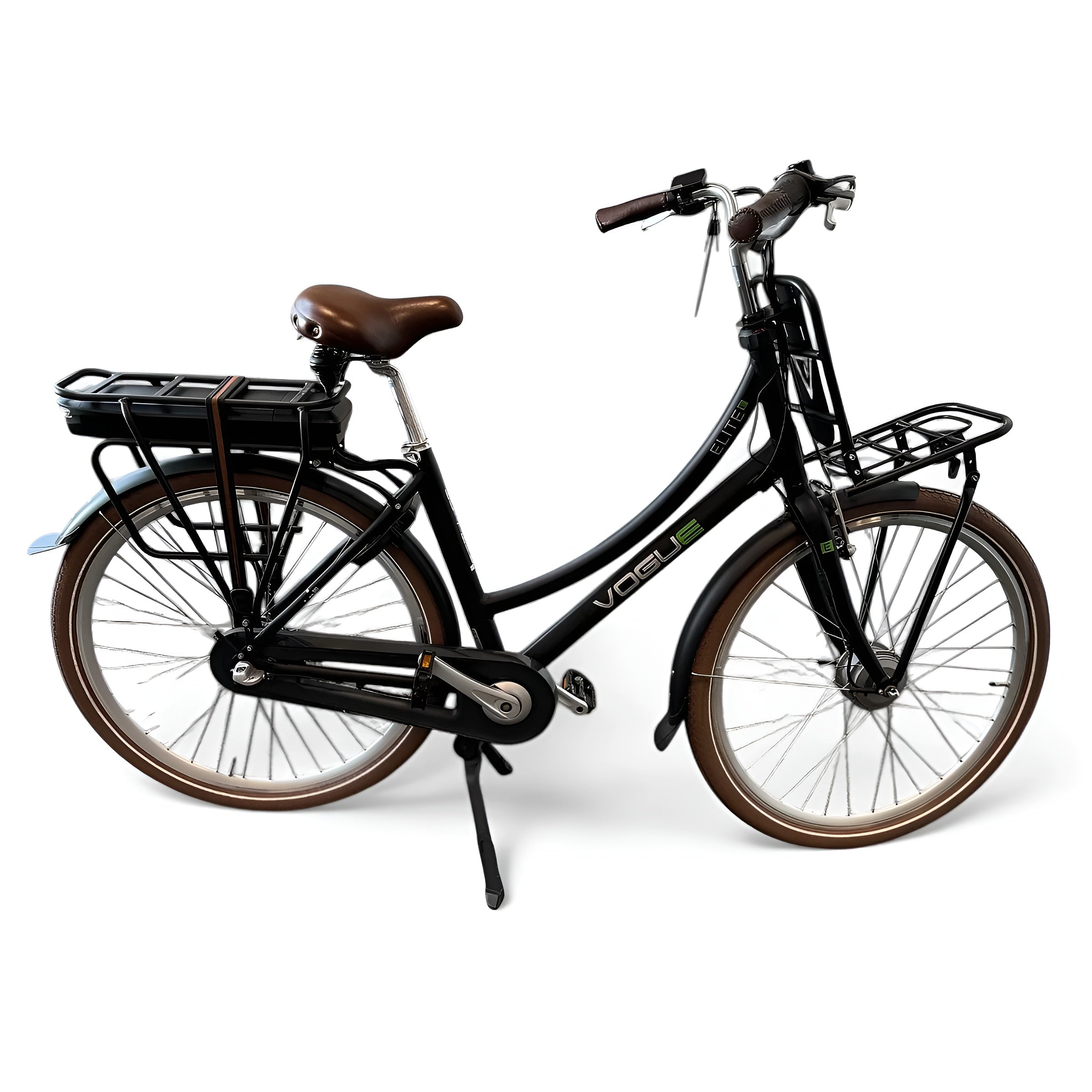 Vogue Elite Elektrische Fiets 3 versnellingen 13Ah 50cm E-bike - Mat zwart met bruine accenten - AE-trading