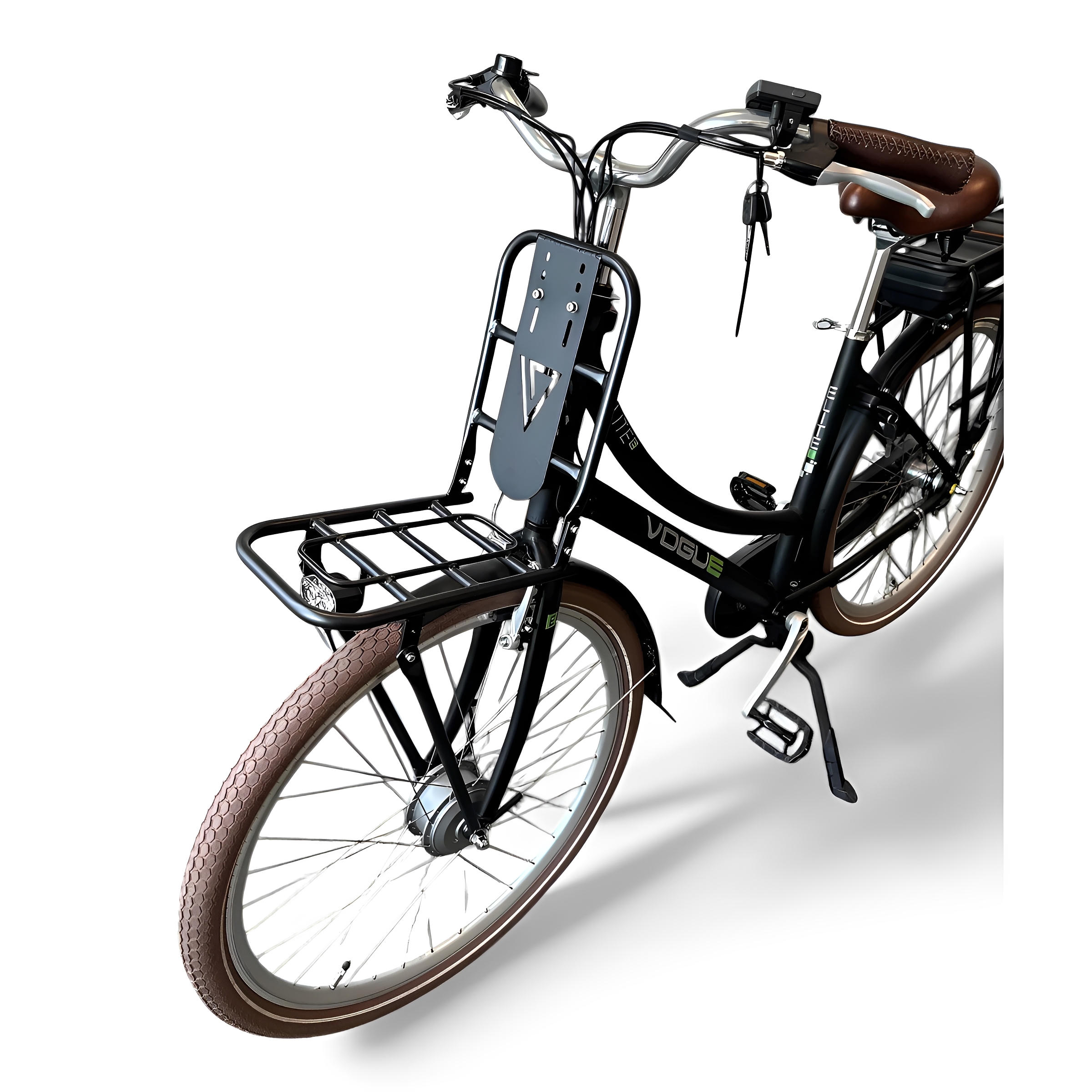 Vogue Elite Elektrische Fiets 3 versnellingen 13Ah 50cm E-bike - Mat zwart met bruine accenten - AE-trading