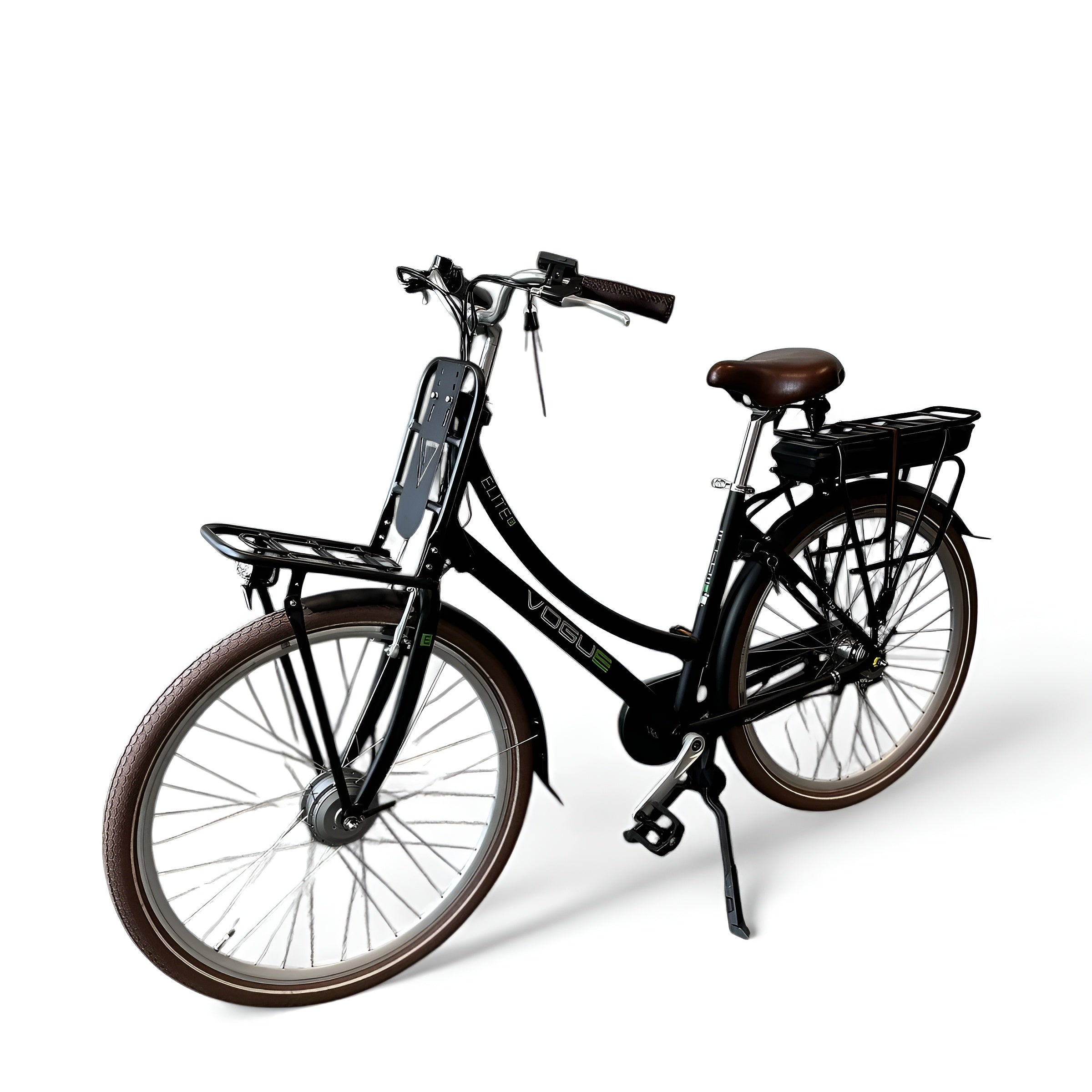 Vogue Elite Elektrische Fiets 3 versnellingen 13Ah 50cm E-bike - Mat zwart met bruine accenten - AE-trading