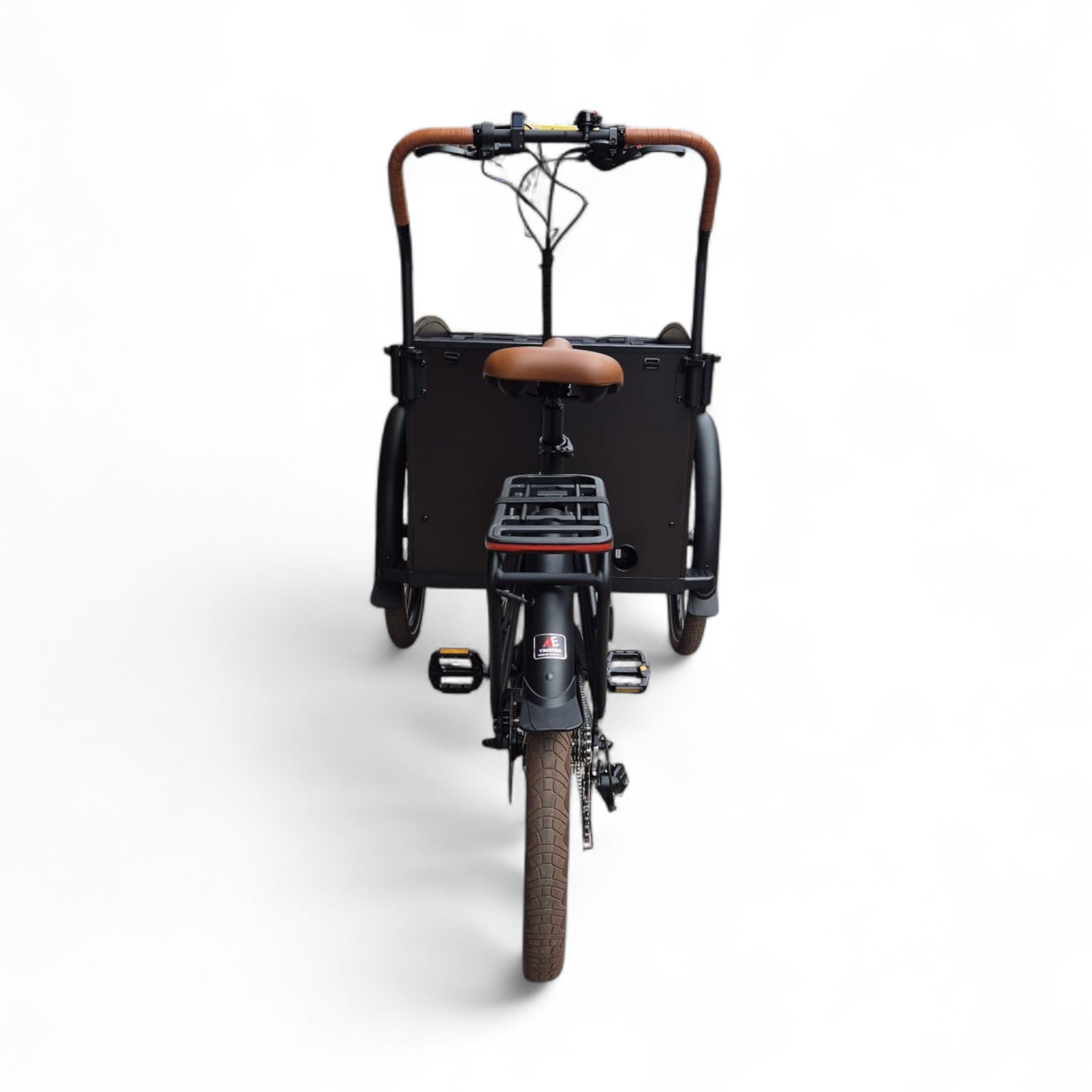 Vogue Journey Plus - Elektrische Bakfiets - Mat Zwart Bruine Accenten - 48 cm - Accu 522Wh (36V, 14.5Ah) - Ananda Middenmotor - Shimano 7 Versnellingen - Hydraulische Remmen - AE-trading