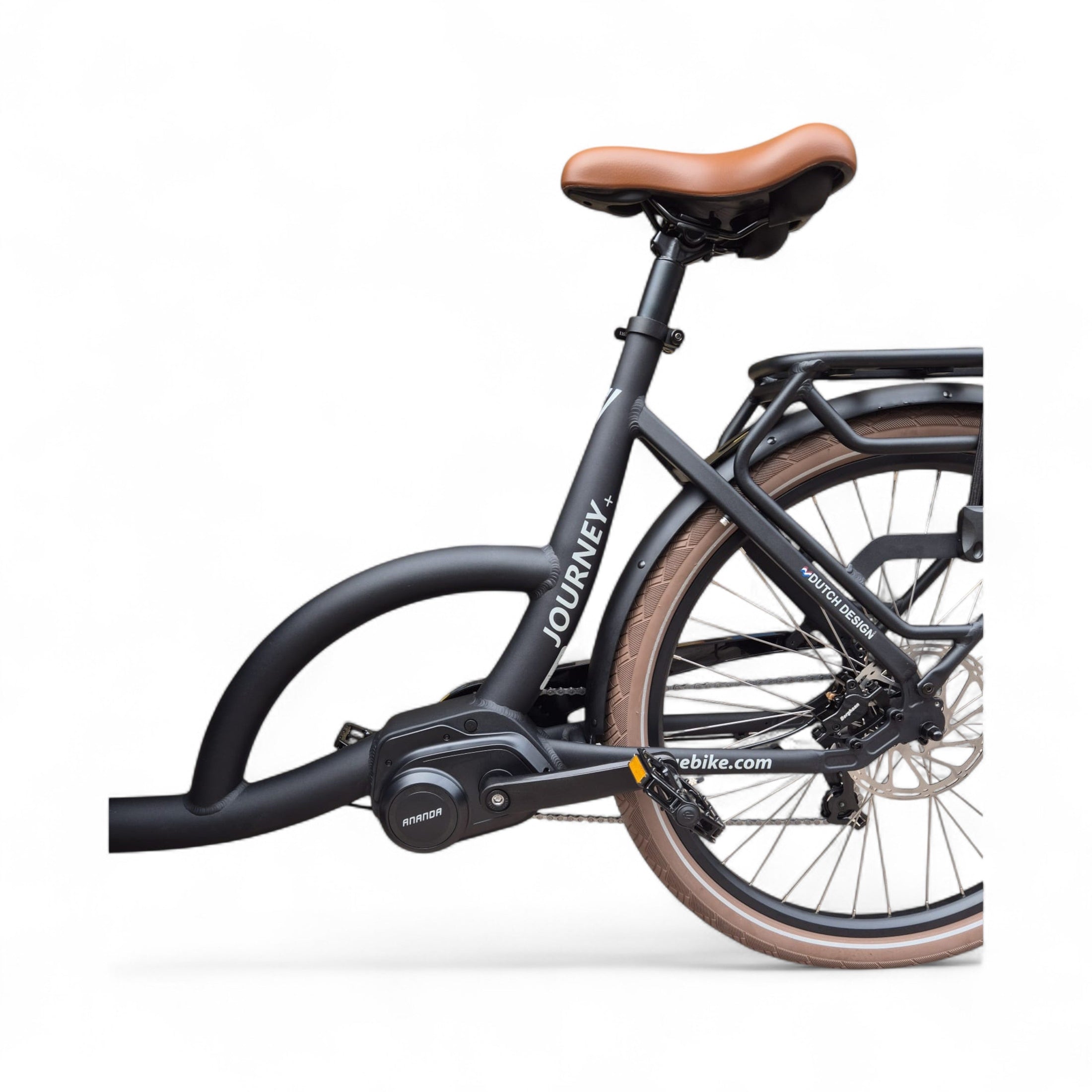 Vogue Journey Plus - Elektrische Bakfiets - Mat Zwart Bruine Accenten - 48 cm - Accu 522Wh (36V, 14.5Ah) - Ananda Middenmotor - Shimano 7 Versnellingen - Hydraulische Remmen - AE-trading
