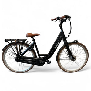 Vogue Mestengo Voorwielmotor Elektrische Fiets Glans Zwart met Bruine Accenten - 51cm - AE-trading