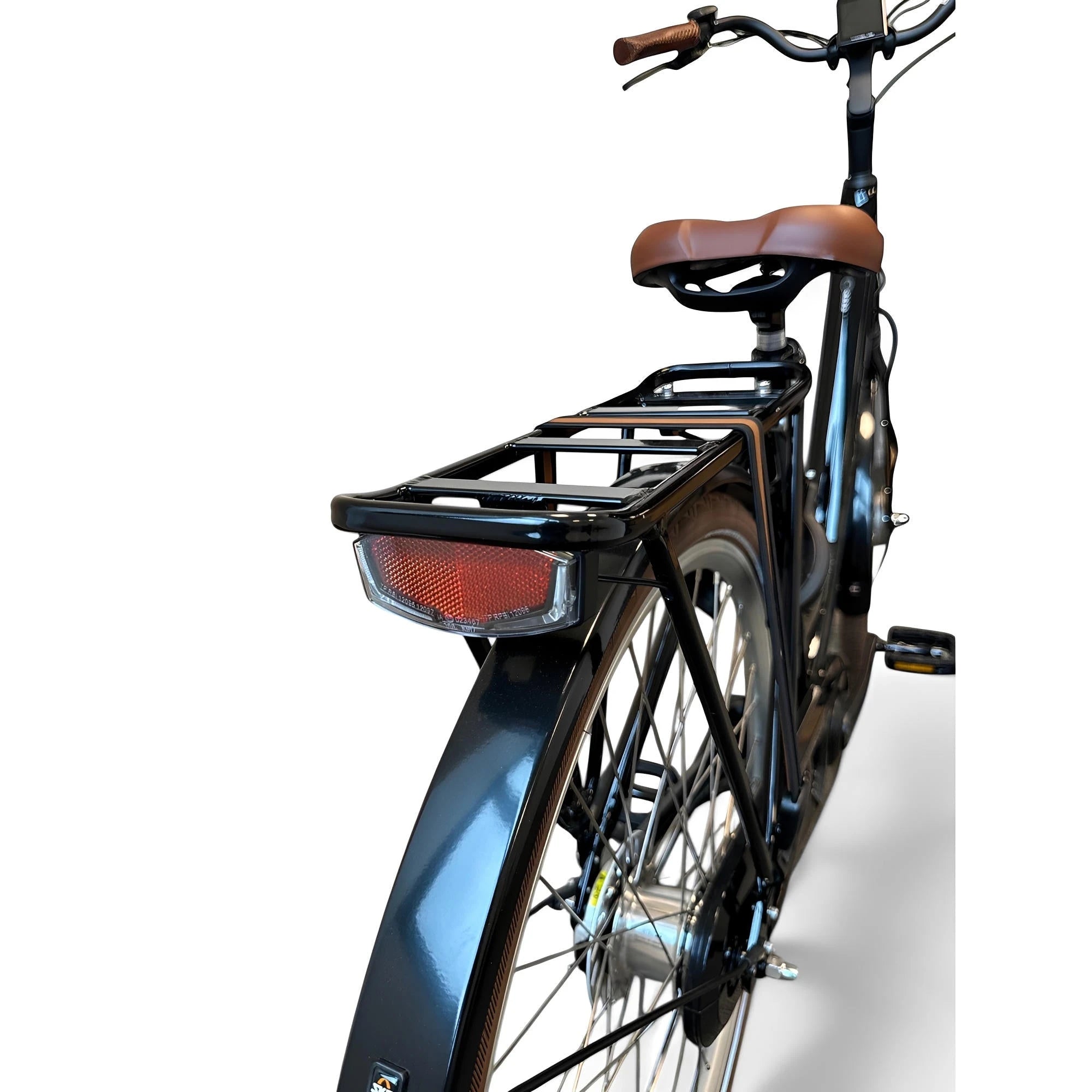 Vogue Mestengo Voorwielmotor Elektrische Fiets Glans Zwart met Bruine Accenten - 51cm - AE-trading