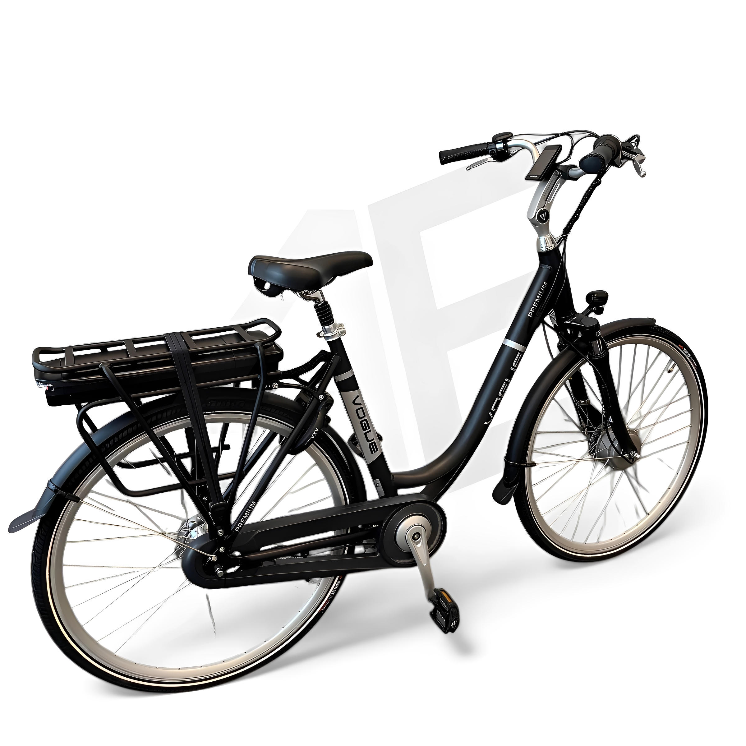 Vogue Premium Elektrische Fiets 7SP 53cm Lage Instap - Mat Zwart - AE-trading