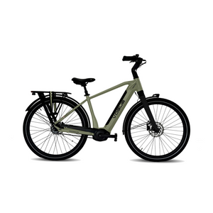 Vogue Prestige – Heren Elektrische Fiets - 28 inch – 48 cm – MOTINOVA Middenmotor 80Nm – V-Snaar Aandrijving – 14,5Ah Accu – Cement Grijs