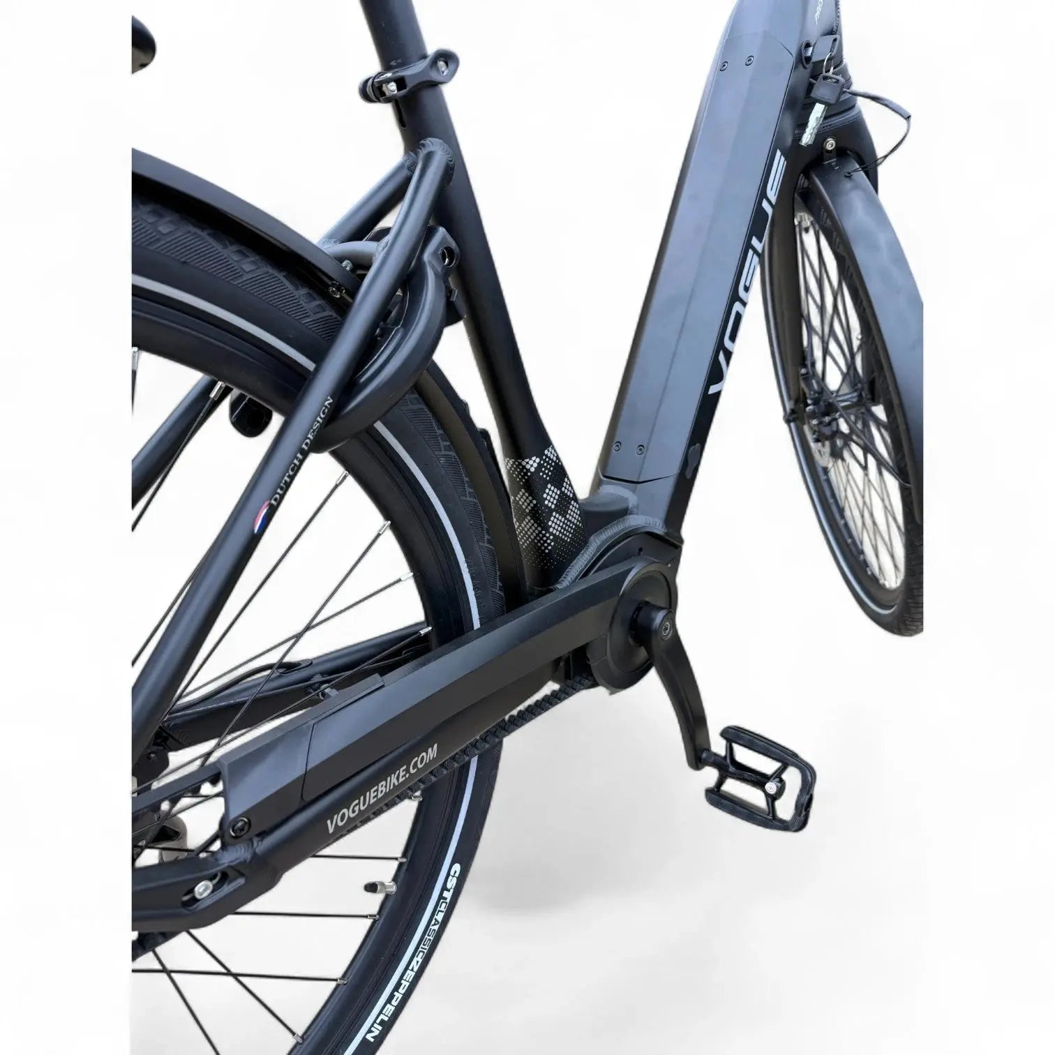 Vogue Prestige – Elektrische Unisex Elektrische Fiets 28 inch – 48 cm – MOTINOVA Middenmotor 80Nm – V-Snaar Aandrijving – 14,5Ah Accu – Mat Zwart - AE-trading