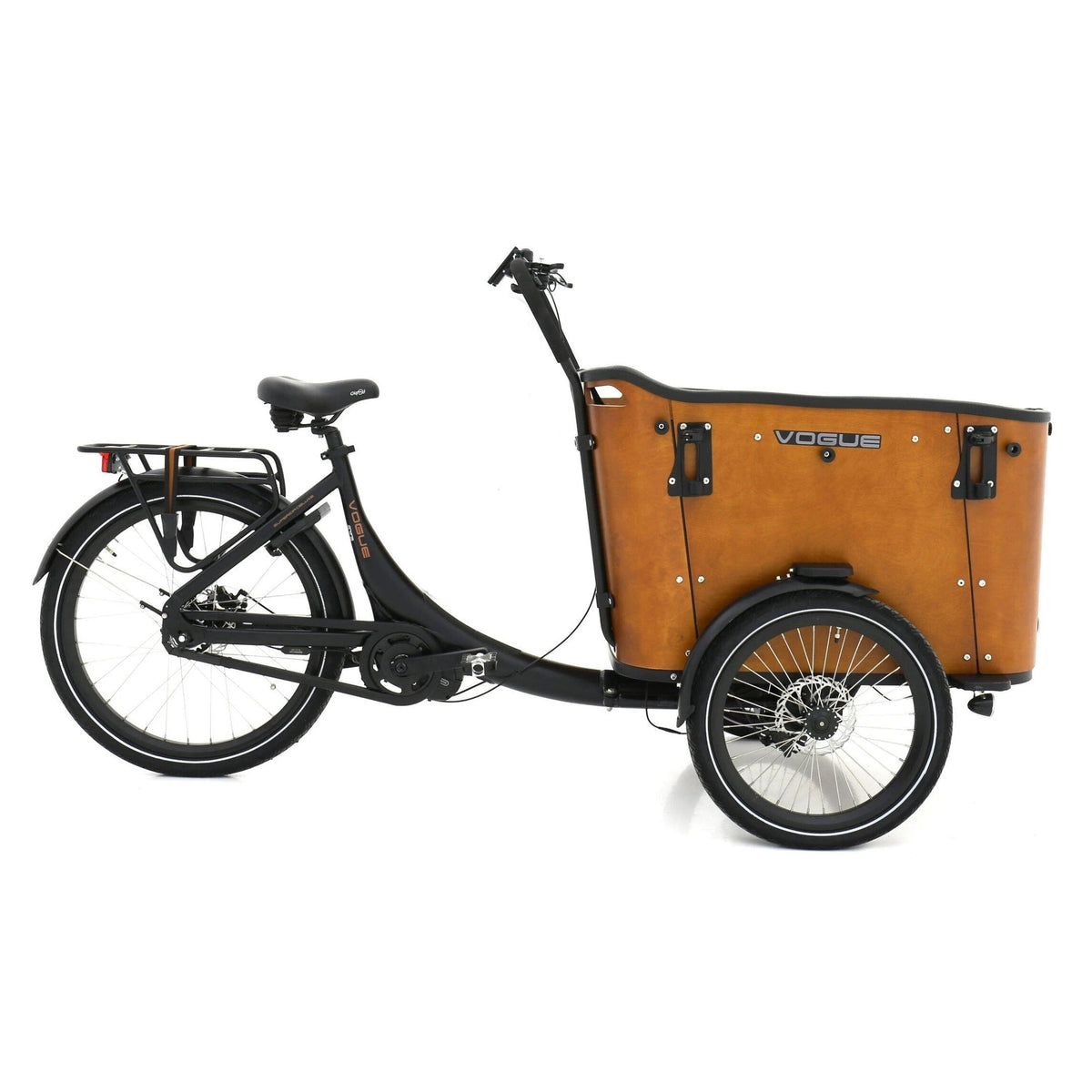 Vogue Superior Deluxe Elektrische Bakfiets - Mat Zwart/Bruin - 50 cm - AE-trading