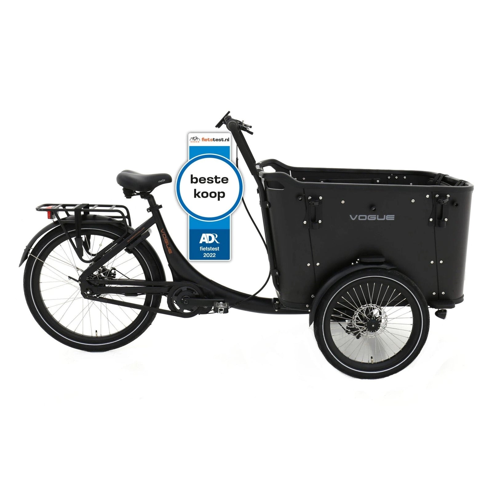 Vogue Superior Deluxe Elektrische Bakfiets - Mat Zwart - 50 cm - AE-trading