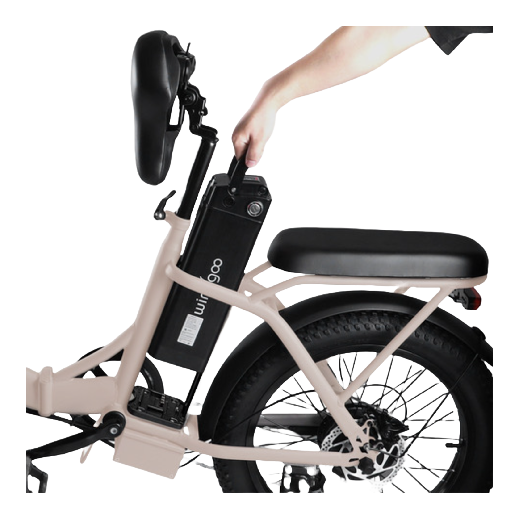 Windgoo E20 - Elektrische Fatbike-Vouwfiets - Crème - 20x3 inch - 120 kg Draagvermogen - Accu 450Wh 36V, 12.5Ah - 250W Motor - 7 Shimano Versnellingen - Dubbele Schijfremmen