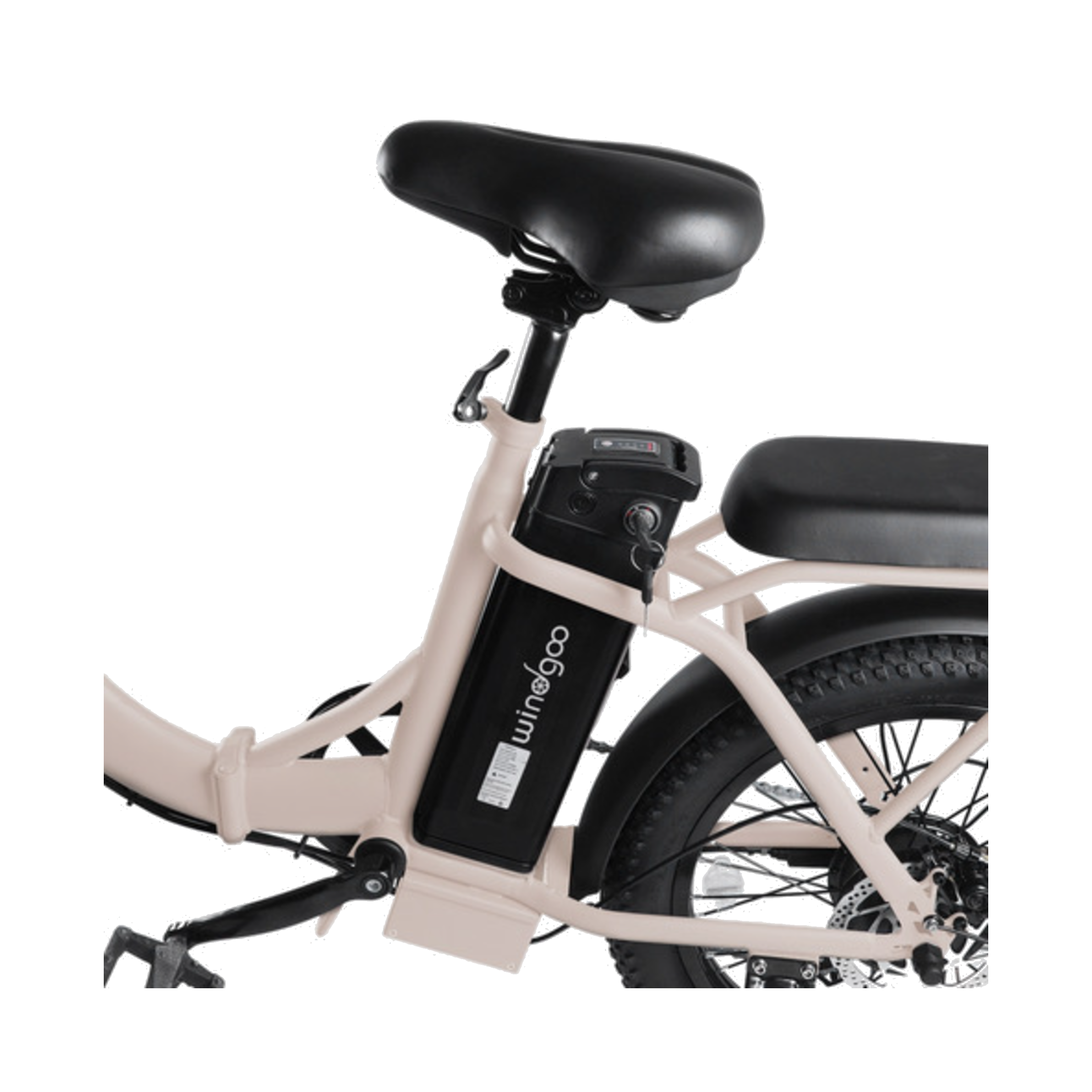 Windgoo E20 - Elektrische Fatbike-Vouwfiets - Crème - 20x3 inch - 120 kg Draagvermogen - Accu 450Wh 36V, 12.5Ah - 250W Motor - 7 Shimano Versnellingen - Dubbele Schijfremmen