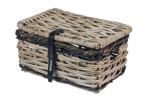 Basil mand riet Dijon S + deksel rotan grijs/zwart - AE-trading