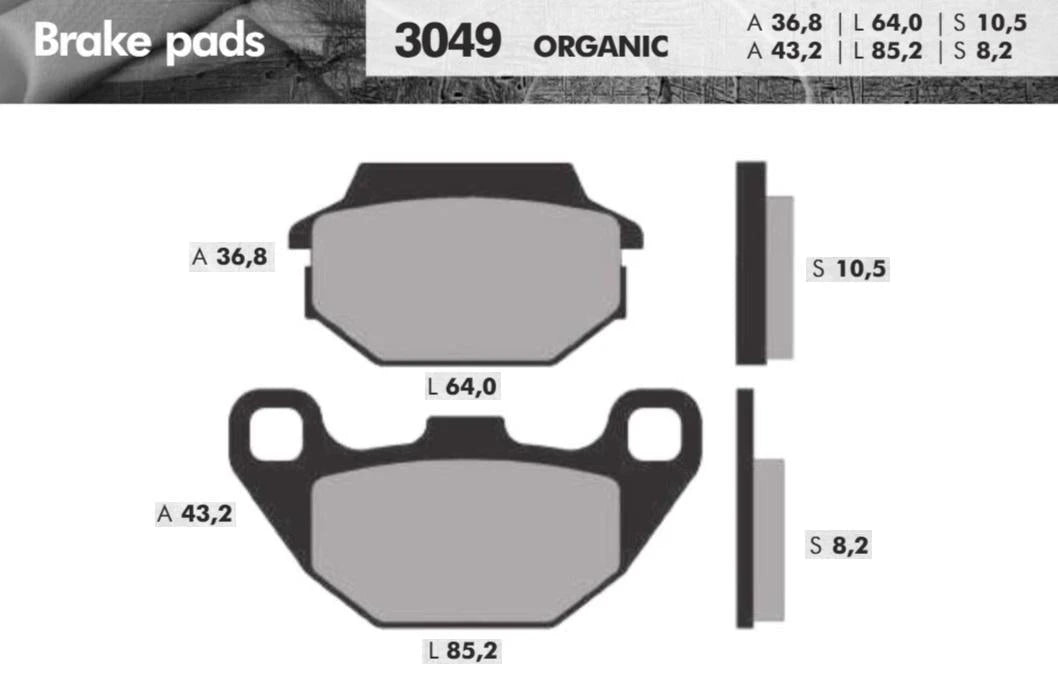 Remblokset Brenta Br3049 Agility16 Voor, People, Super 8, Super 9, (E Mark) - AE-trading