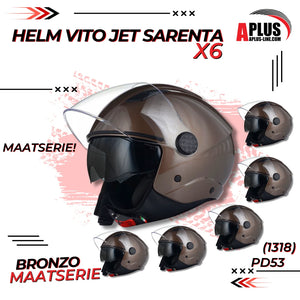 Maatserie Helm Vito Jet Sarenta Bronzo Xs T/M Xxl (1 X 1318 Xs + 1 X 1318 S + 1 X 1318 M + 1 X 1318 L + 1 X 1318 Xl + 1 X 1318 Xxl) - AE-trading