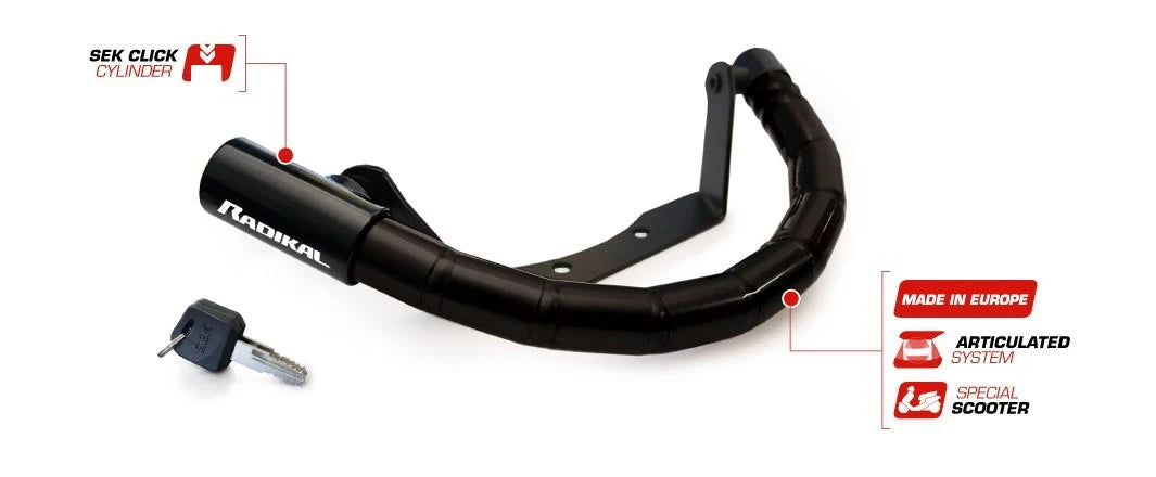 Anti Robos / Stuurslot Radikal Piaggio Mp3 300, 350,500 / Mp3 New E5 400,500 - AE-trading