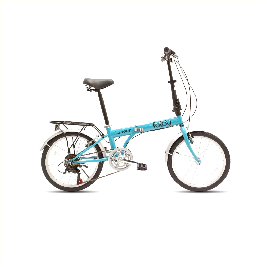 Foldy London Vouwfiets 20". Turquoise. Shimano 6-speed versnellingen en V-brake voor en achter - AE-trading