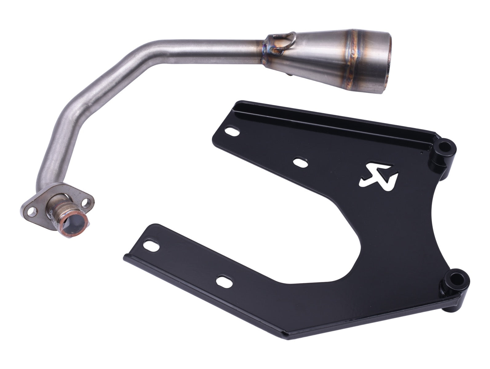 Voorbocht + Ophangbeugel Akrapovic Glans Zwart | Piaggio / Vespa 4T 2V - AE-trading
