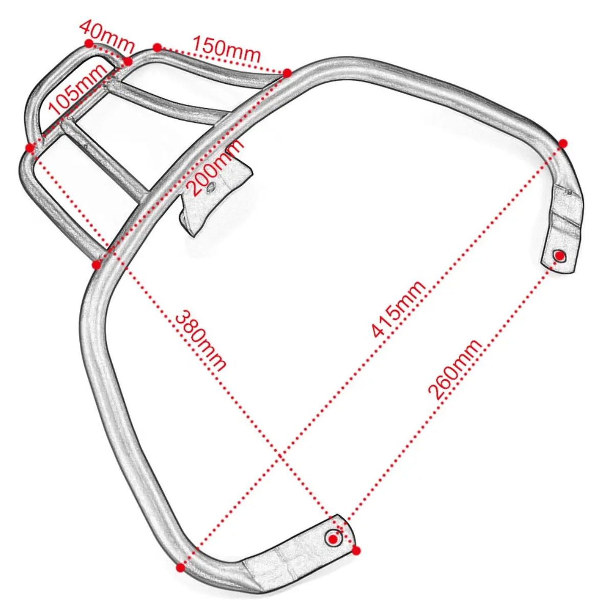 Achterdrager Indo style rekje met oppakbeugel sport voor Vespa Sprint en Primavera - zwart - AE-trading