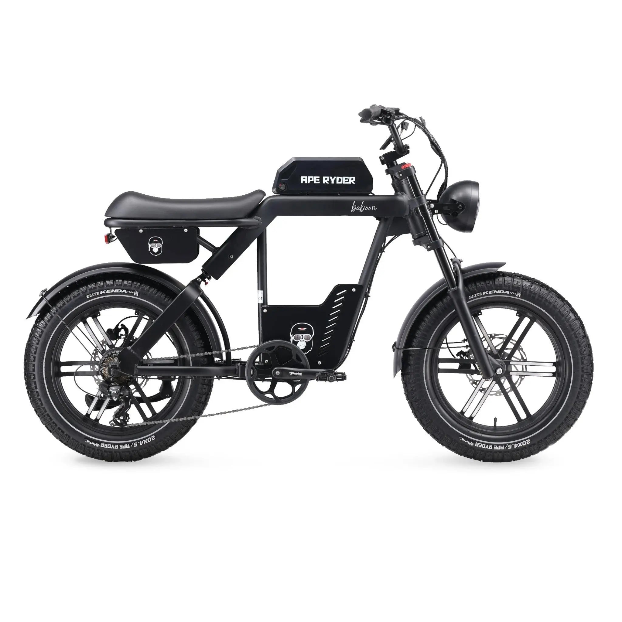 Ape Ryder Baboon fatbike in zwart, elektrische fatbike met brede 20x4.5 inch banden