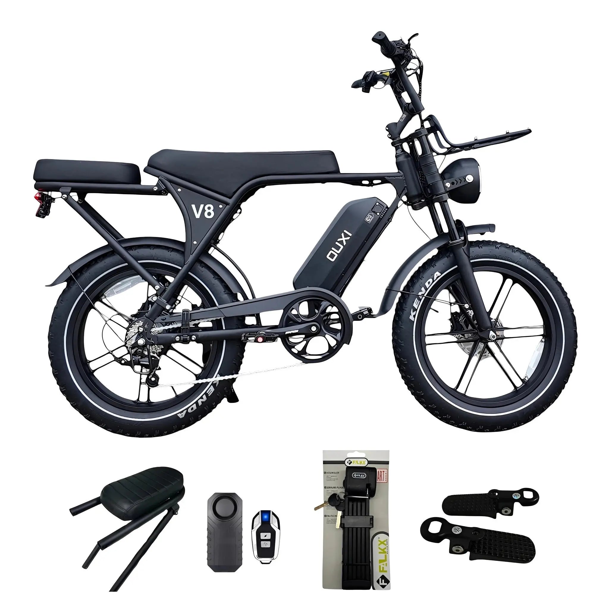 Ouxi C80 V8 6.0 fatbike review 2026 in het zwart met hydraulische remmen en NFC