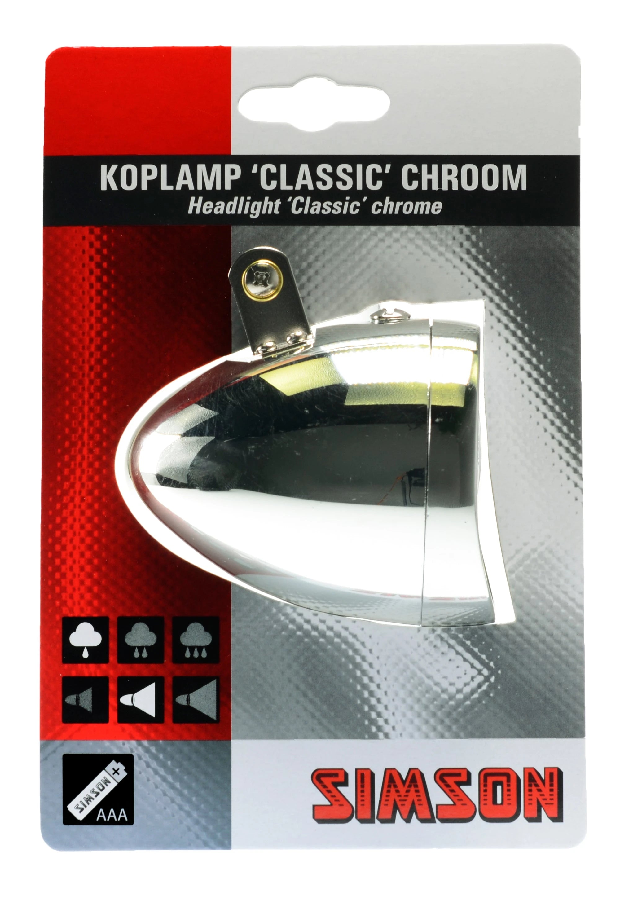 Klassieke Simson LED Batterij Koplamp met Chromen Behuizing AE-trading