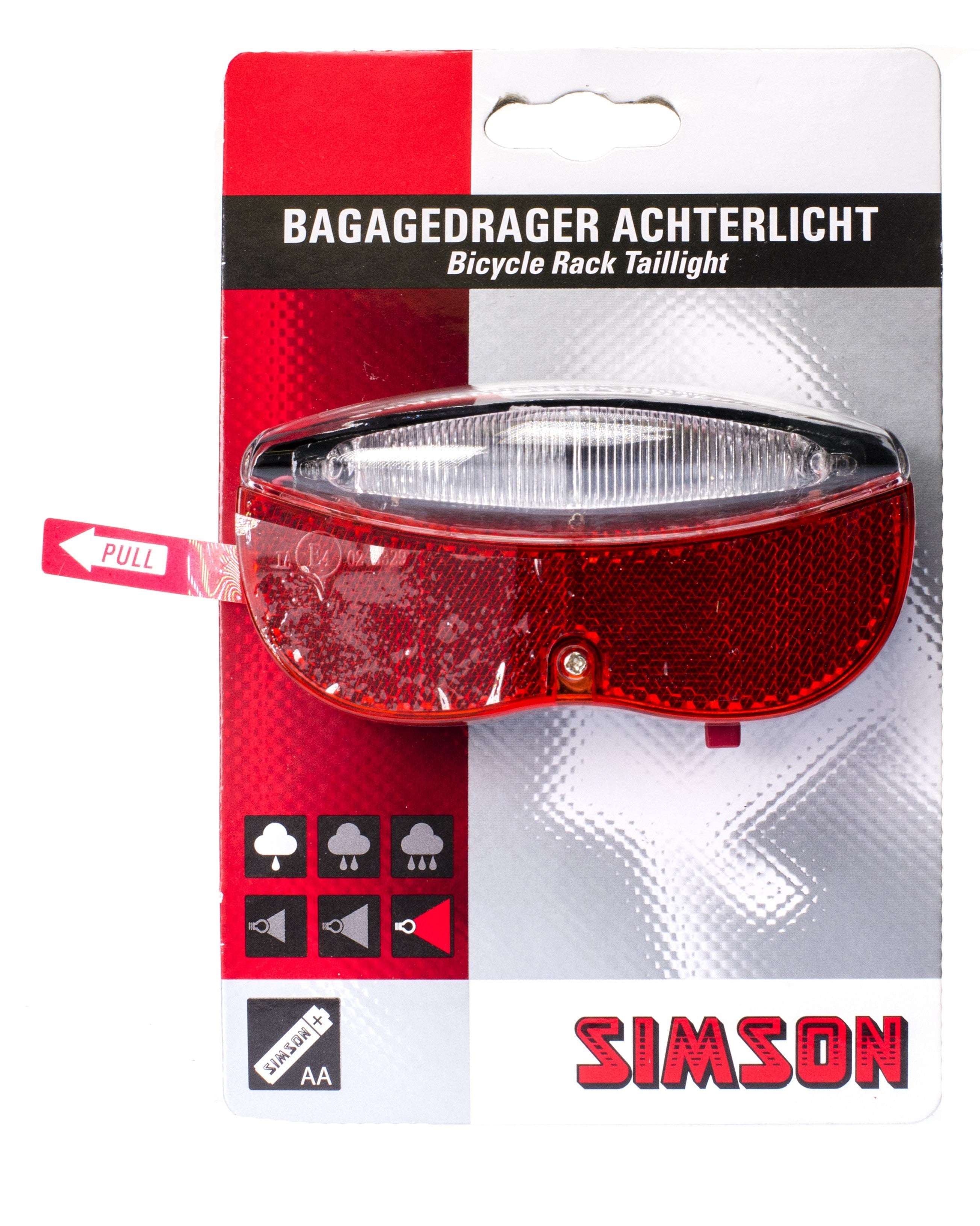 Simson LED Bagagedrager Achterlicht met Batterij, "Regular" AE-trading