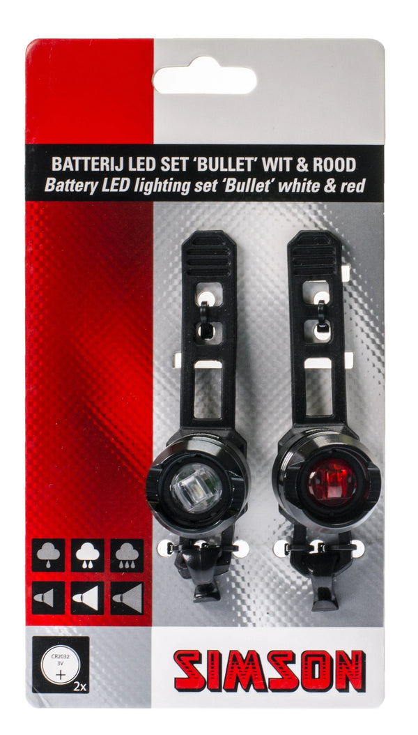 Simson Batterij LED set ''Bullet'',1 LED's, 2.5 LUX/1.5 LUX - AE-trading