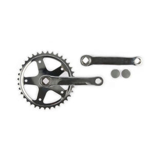 Crankstel 36T, 130mm crank, chroom, staal, zonder spie, voor kinderfietsen AE-trading