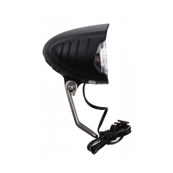 FALKX Dark Moon LED Koplamp met RVS beugel. 15lx. aan/uit schakelaar, voor naafdynamo (hangverpakking). - AE-trading