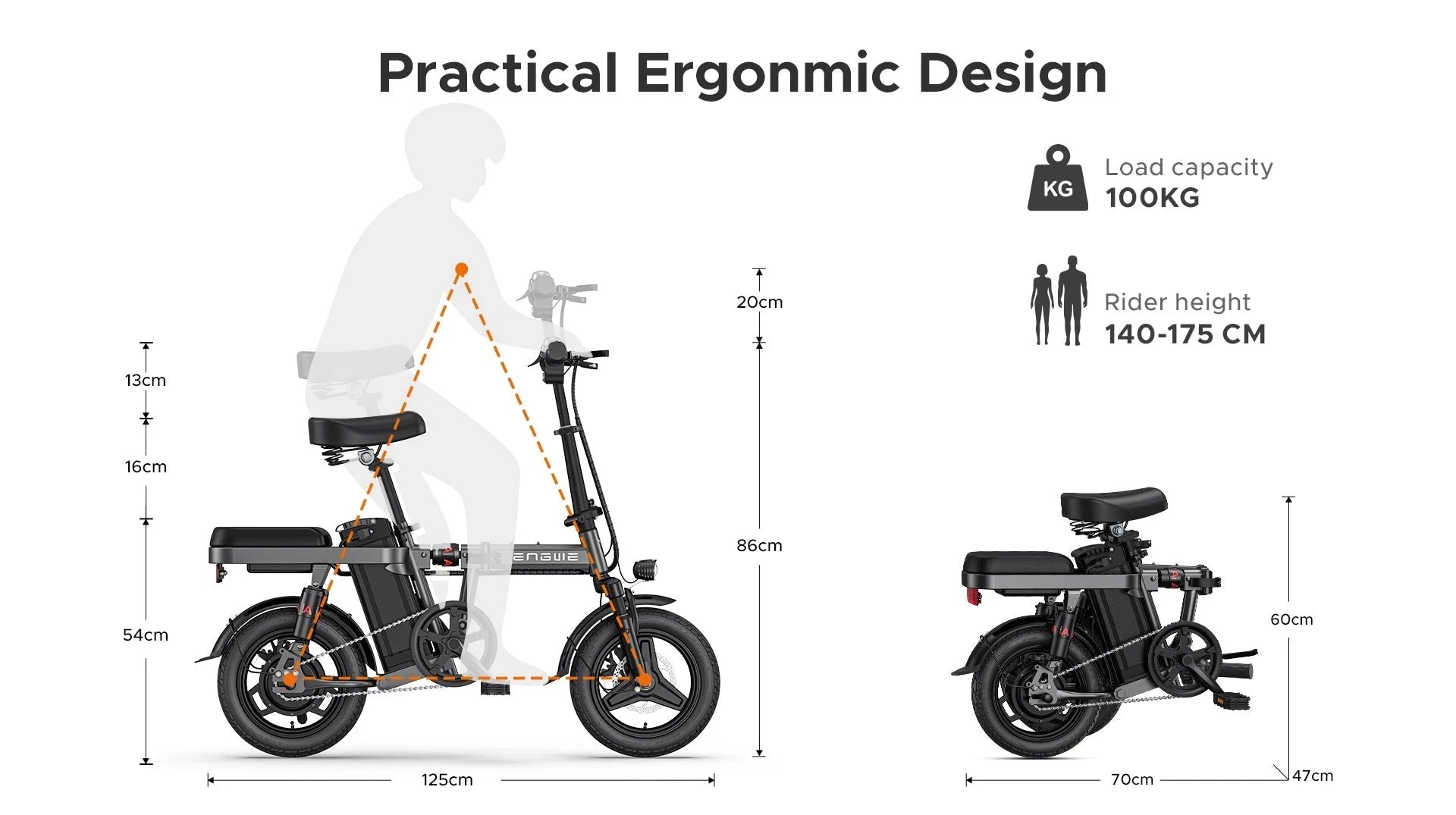 Engwe T14 Wit Elektrische vouwfiets 48V 13Ah 250W AE-trading