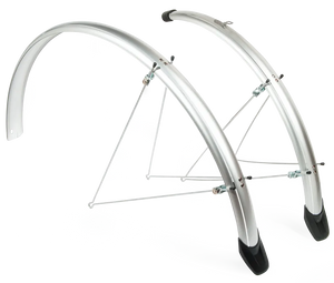 Eurofender Elegance spatborden set 28", zilver.Voor en achter 46mm breed. SG type kunsstof - AE-trading