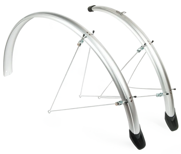 Eurofender Elegance spatborden set 28", zilver.Voor en achter 46mm breed. SG type kunsstof - AE-trading