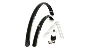 Eurofender Elegance spatbord set 28", zwart. Voor en achter 46mm breed. SG type kunststof - AE-trading