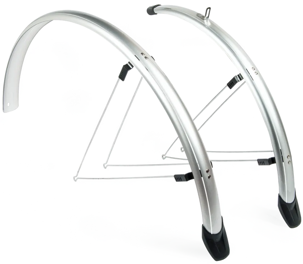 Eurofender Sporty Spatborden 26" 58mm breed, zilver. Voor en achter. OR type kunststof - AE-trading