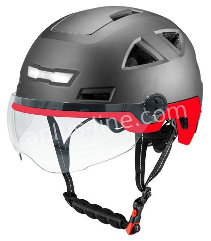 Helm Vito E Light Met Vizier Glans Zwart + Rood (Speed Pedelec) Xxl (61 63 Cm) +Gratis Oorpads - AE-trading