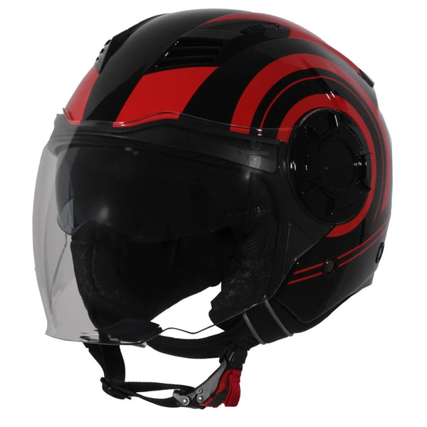 Helm Vito Jet Isola Glans Zwart Rood Xl - AE-trading