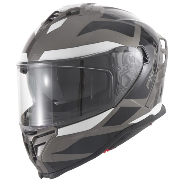Helm Vito Presto Integraal + Zonnevizier Glans Grijs/Wit/Zwart S - AE-trading