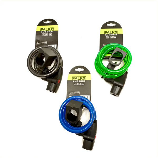 FALKX Spiral kabelslot 1000x10mm met houder, assorti kleur. Hangverpakking - AE-trading