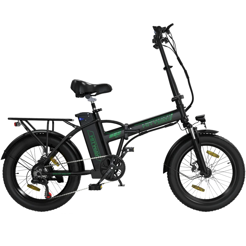 Hitway BK11 Fatbike 20 x 4.0 – Elektrische Vouwfiets – 250W motor- 25km/h - Zwart Groen AE-trading